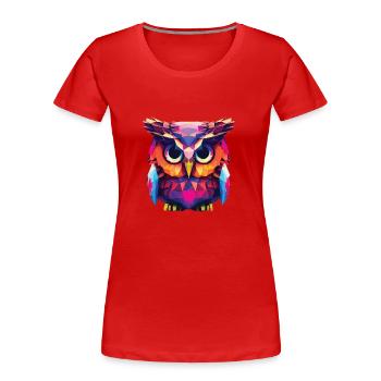 Eule Polygon Kauz farbenfroh - Frauen Premium Bio T-Shirt - Rot - Vorne - Mia (176cm)