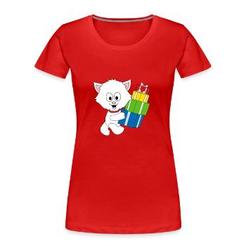 KATZE - GESCHENKE - WEIHNACHTEN - TIER - TIERISCH - Frauen Premium Bio T-Shirt - Rot - Vorne - Mia (176cm)