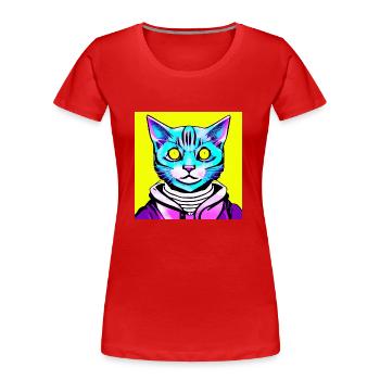 Illustration eines Katzenporträts, Vektor - Frauen Premium Bio T-Shirt - Rot - Vorne - Mia (176cm)