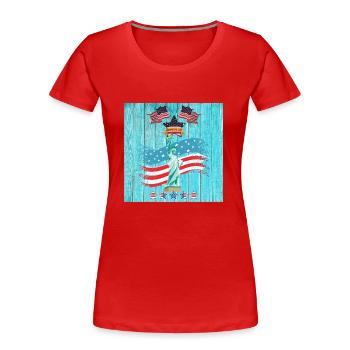 USA, Statue of Liberty - Women's Premium Organic T-Shirt - red - Front - Mia (176cm)