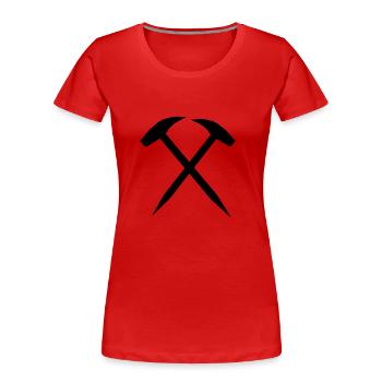 Maillets et fers, symbole minier - T-shirt bio Premium Femme - rouge - Devant - Mia (176cm)