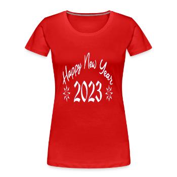 Happy New Year 2023 - Frauen Premium Bio T-Shirt - Rot - Vorne - Mia (176cm)