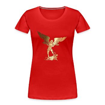Michel archange saint ange chrétien saint snkt - T-shirt bio Premium Femme - rouge - Devant - Mia (176cm)
