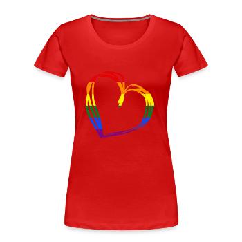 LGBTQ Pride Flag LOVE Lesbian heart - Frauen Premium Bio T-Shirt - Rot - Vorne - Mia (176cm)