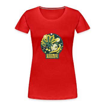 Kosmischer Axolotl - Frauen Premium Bio T-Shirt - Rot - Vorne - Mia (176cm)