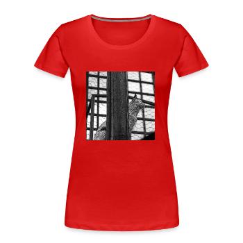 Die Katze auf dem Dach - Frauen Premium Bio T-Shirt - Rot - Vorne - Mia (176cm)