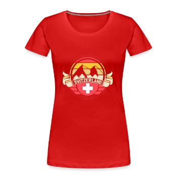 Schweiz Alpen Stolz Geschenkidee - Frauen Premium Bio T-Shirt - Rot - Vorne - Mia (176cm)