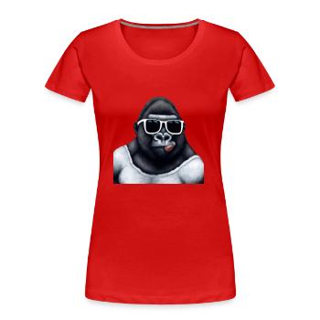 big funny gorilla with cool sunglasses - Women's Premium Organic T-Shirt - red - Front - Mia (176cm)