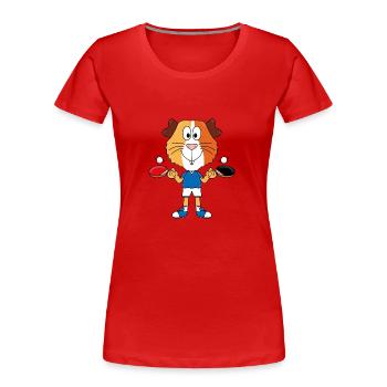 MEERSCHWEINCHEN - TISCHTENNIS - SPORT - TIERISCH - Frauen Premium Bio T-Shirt - Rot - Vorne - Mia (176cm)