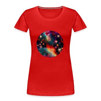 Universum Galaxy Sterne - Frauen Premium Bio T-Shirt - Rot - Vorne - Mia (176cm)