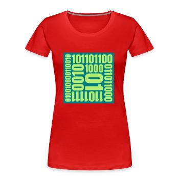 Langage de programme de code binaire - T-shirt bio Premium Femme - rouge - Devant - Mia (176cm)