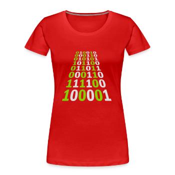 Langage de programme de code binaire - T-shirt bio Premium Femme - rouge - Devant - Mia (176cm)