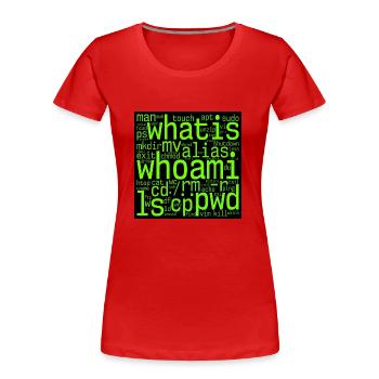 Linux Nerd – Kommandozeilen-Wortwolke für Terminal - Frauen Premium Bio T-Shirt - Rot - Vorne - Mia (176cm)