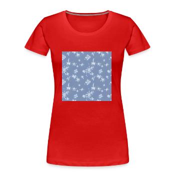Snow pattern on a blue background - Women's Premium Organic T-Shirt - red - Front - Mia (176cm)
