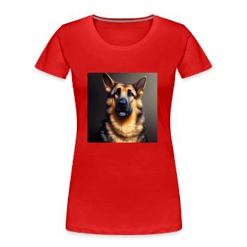 German Shepherd artwork - Women's Premium Organic T-Shirt - red - Front - Mia (176cm)
