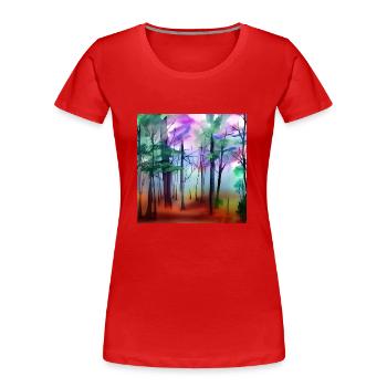Watercolor forest nature - Women's Premium Organic T-Shirt - red - Front - Mia (176cm)