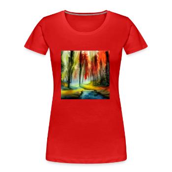 Aquarelle de printemps de la forêt - T-shirt bio Premium Femme - rouge - Devant - Mia (176cm)