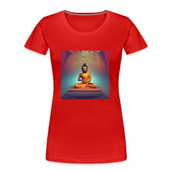 Portrait de statue de Bouddha - T-shirt bio Premium Femme - rouge - Devant - Mia (176cm)