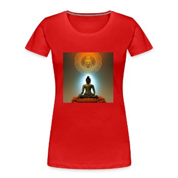 Buddha-Statue - Frauen Premium Bio T-Shirt - Rot - Vorne - Mia (176cm)