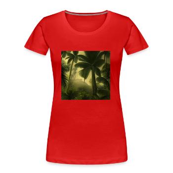 A forest with palm trees - Women's Premium Organic T-Shirt - red - Front - Mia (176cm)