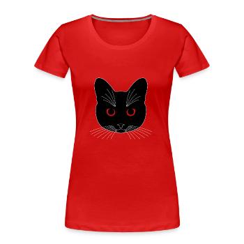 Chat tête noir yeux transparent - T-shirt bio Premium Femme - rouge - Devant - Mia (176cm)