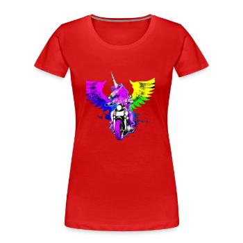 Motorrad fahrendes Einhorn Unicorn Motorbike Moped - Frauen Premium Bio T-Shirt - Rot - Vorne - Mia (176cm)