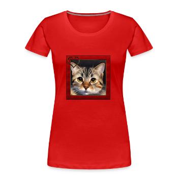 Katze im Rahmen 1 - Frauen Premium Bio T-Shirt - Rot - Vorne - Mia (176cm)
