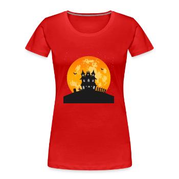 Spukhaus - Frauen Premium Bio T-Shirt - Rot - Vorne - Mia (176cm)