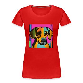 Hund Pop-Art - Frauen Premium Bio T-Shirt - Rot - Vorne - Mia (176cm)
