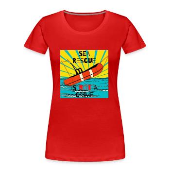 Seenotrettung ist kein Verbrechen - Frauen Premium Bio T-Shirt - Rot - Vorne - Mia (176cm)