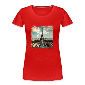 Paris Eiffelturm casual style - Frauen Premium Bio T-Shirt - Rot - Vorne - Mia (176cm)
