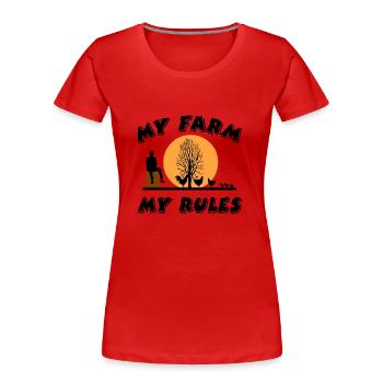 Bauernhof - Frauen Premium Bio T-Shirt - Rot - Vorne - Mia (176cm)