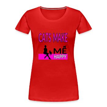 Félin - T-shirt bio Premium Femme - rouge - Devant - Mia (176cm)