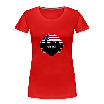 Wichita Kansas USA Flagge Skyline Silhouette Reisen - Frauen Premium Bio T-Shirt - Rot - Vorne - Mia (176cm)