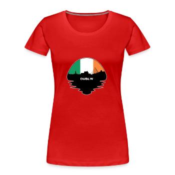 Dublin-Irland-Flaggen-Skyline-Schattenbild-Reise - Frauen Premium Bio T-Shirt - Rot - Vorne - Mia (176cm)