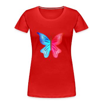 Butterfly Blue Pink Symbol Insect Animal Wings - Women's Premium Organic T-Shirt - red - Front - Mia (176cm)