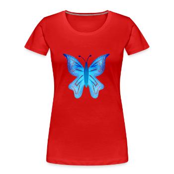 butterfly blue symbol insect animal wings - Women's Premium Organic T-Shirt - red - Front - Mia (176cm)