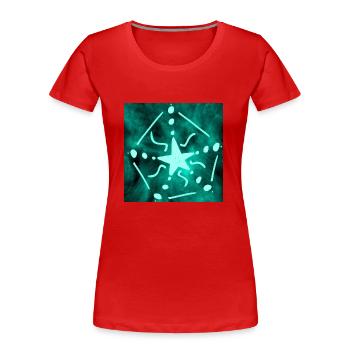 ÉTOILE BLEUE - T-shirt bio Premium Femme - rouge - Devant - Mia (176cm)