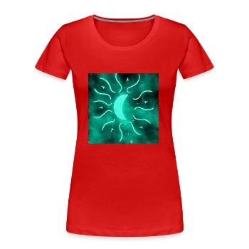 MOON MANDALA AZULITO - T-shirt bio Premium Femme - rouge - Devant - Mia (176cm)