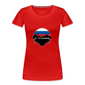 Saint-Pétersbourg Russie Drapeau Skyline Silhouette Trave - T-shirt bio Premium Femme - rouge - Devant - Mia (176cm)