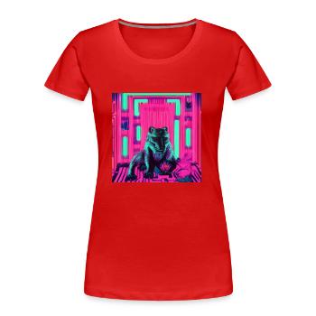Wolf neon - Women's Premium Organic T-Shirt - red - Front - Mia (176cm)