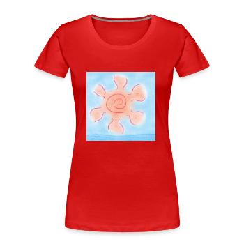 SONNE AM MEER - Frauen Premium Bio T-Shirt - Rot - Vorne - Mia (176cm)