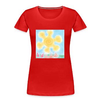 SONNE AUF PYRAMIDEN - Frauen Premium Bio T-Shirt - Rot - Vorne - Mia (176cm)