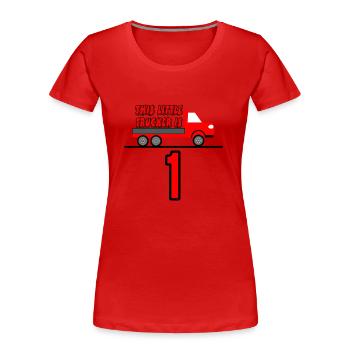 Trucker - Frauen Premium Bio T-Shirt - Rot - Vorne - Mia (176cm)