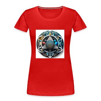 Planetarischer mystischer Kreis - Frauen Premium Bio T-Shirt - Rot - Vorne - Mia (176cm)