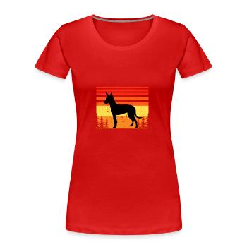 Anglais Toy Terrier Black Tan Dog Silhouette - T-shirt bio Premium Femme - rouge - Devant - Mia (176cm)