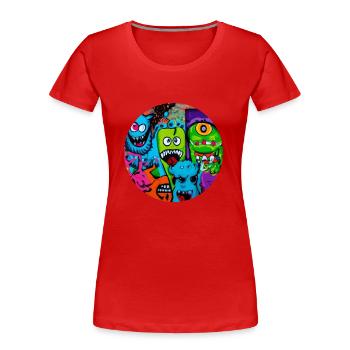 Monstre graffiti - T-shirt bio Premium Femme - rouge - Devant - Mia (176cm)