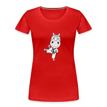 KARATE - NASHORN - SELBSTVERTEIDIGUNG - SPORT - Frauen Premium Bio T-Shirt - Rot - Vorne - Mia (176cm)