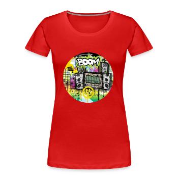Boom Box avec Smiley - Graffiti - T-shirt bio Premium Femme - rouge - Devant - Mia (176cm)