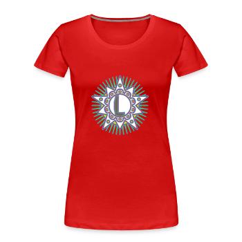 Stars with the letter L. Your word - your thought - Women's Premium Organic T-Shirt - red - Front - Mia (176cm)